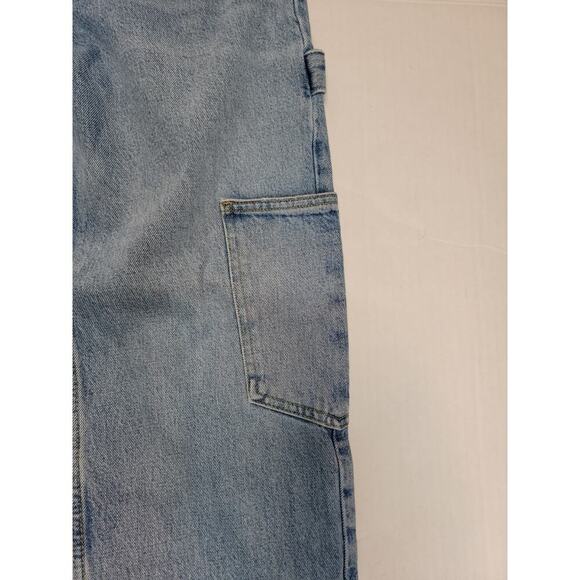 Zara Cargo Jeans Womens Sz 4 Slim Straight High Rise Carpenter Utility Pockets - Picture 6 of 11